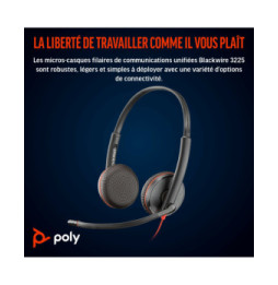Micro-casque POLY Blackwire 3225 stéréo USB + Connexion 3,5 mm (8X229AA)