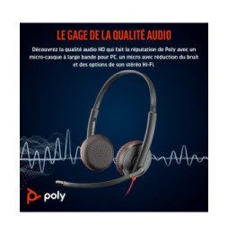 Micro-casque POLY Blackwire 3225 stéréo USB + Connexion 3,5 mm (8X229AA)