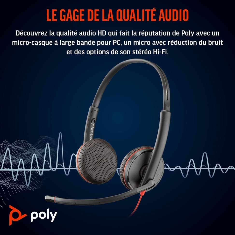 Micro-casque POLY Blackwire 3225 stéréo USB + Connexion 3,5 mm (8X229AA) — image 6