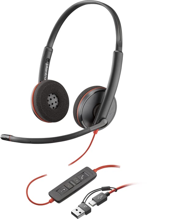 سماعة رأس بميكروفون POLY Blackwire 3220 ستيريو USB-C + محول USB-C/A (8X228AA)