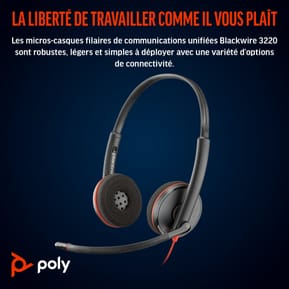 Micro-casque POLY Blackwire 3220 stéréo USB-C + adaptateur USB-C/A (8X228AA) — image 4