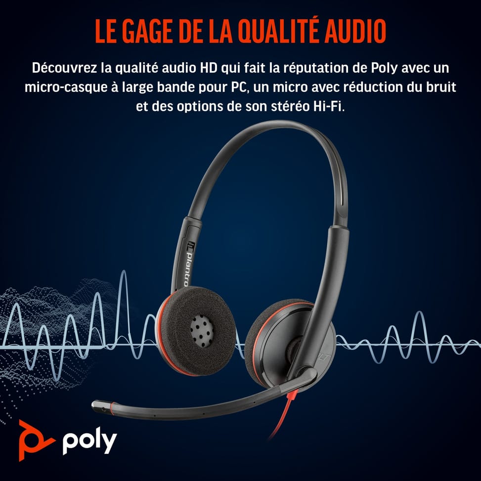 Micro-casque POLY Blackwire 3220 stéréo USB-C + adaptateur USB-C/A (8X228AA) — image 5