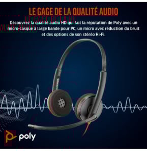 Micro-casque POLY Blackwire 3220 stéréo USB-C + adaptateur USB-C/A (8X228AA)