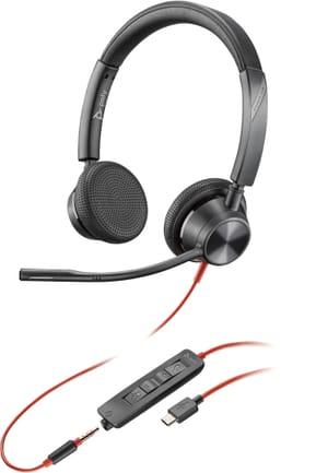 Micro-casque POLY Blackwire 3325 stéréo USB-C + connexion 3,5 mm + adaptateur USB-C/A (8X221AA)
