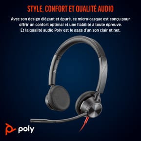 Micro-casque POLY Blackwire 3325 stéréo USB-C + connexion 3,5 mm + adaptateur USB-C/A (8X221AA) — image 4