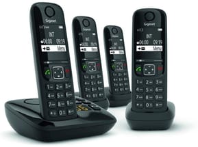 Téléphone sans filrépondeur et trois combinés supplémentaires Gigaset AS690A Quattro DECT (4250366854731)
