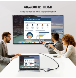 HUB Ugreen USB-C 7 en 1 Supporte PD (Power Delivery) 100W Recharge (90568)