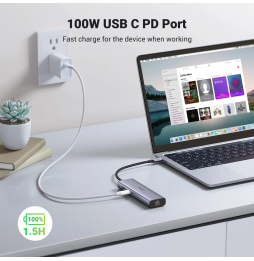 HUB Ugreen USB-C 7 en 1 Supporte PD (Power Delivery) 100W Recharge (90568)