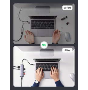 HUB Ugreen USB-C 7 en 1 Supporte PD (Power Delivery) 100W Recharge (90568)