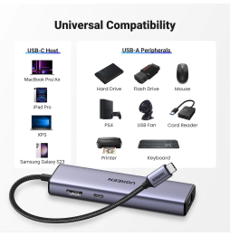 HUB Ugreen Revodok 1061 USB-C 6 en 1 Supporte PD (Power Delivery) 100W Recharge (15598)