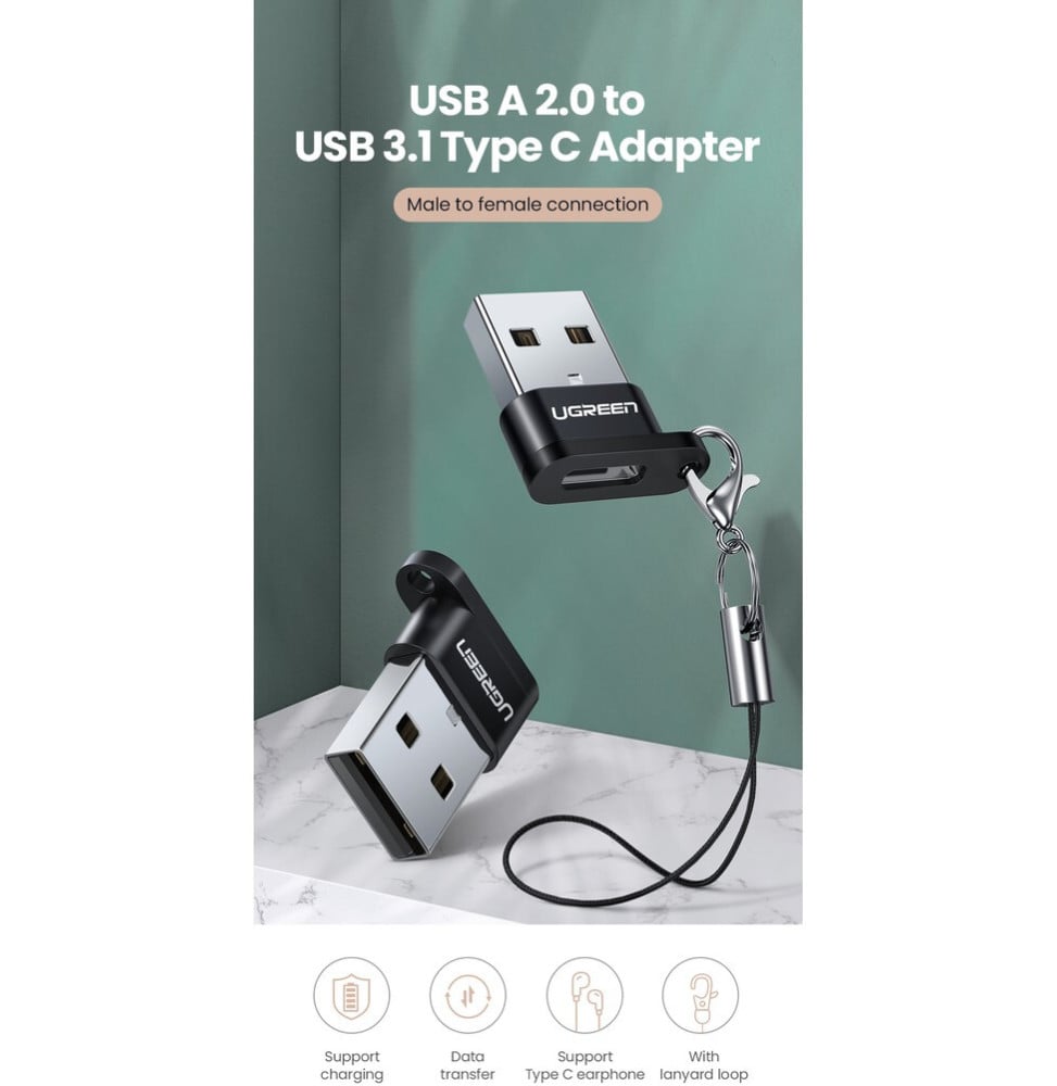 Adaptateur Ugreen USB-A Mâle vers USB-C Femelle (50568)