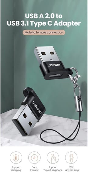 Adaptateur Ugreen USB-A Mâle vers USB-C Femelle (50568)