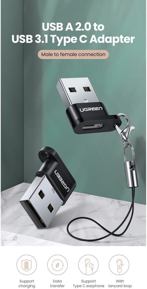 Adaptateur Ugreen USB-A Mâle vers USB-C Femelle (50568)