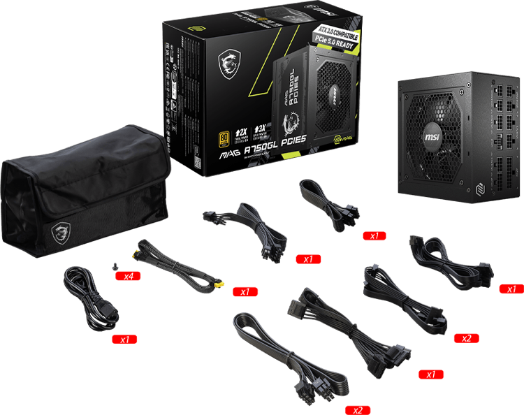 مزود طاقة MSI MAG A750GL PCIE5 750W (306-7ZP8B11-CE0) — صورة 5