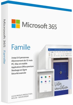 Microsoft Office 365 Famille Français - abonnement 12 mois pour 6 personnes (PC, Mac, iOS et Android)