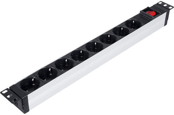 PDU en aluminium avec interrupteur limineux 19" 1U- 8 Prises (LN-PRZ-ONF-1U8P-SC)