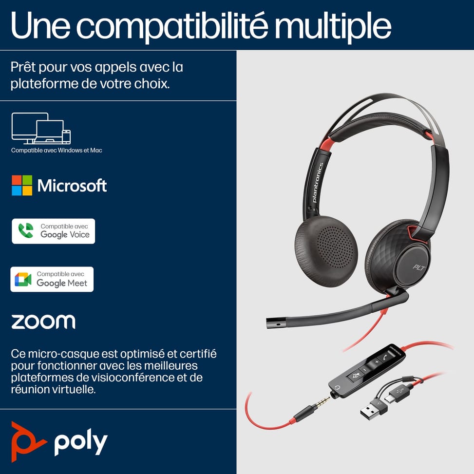 POLY Micro-casque Blackwire C5220 USB-C + câble de commande (805H3AA) — image 4