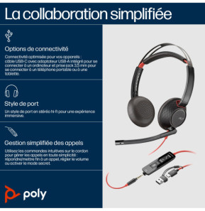 POLY Micro-casque Blackwire C5220 USB-C + câble de commande (805H3AA)