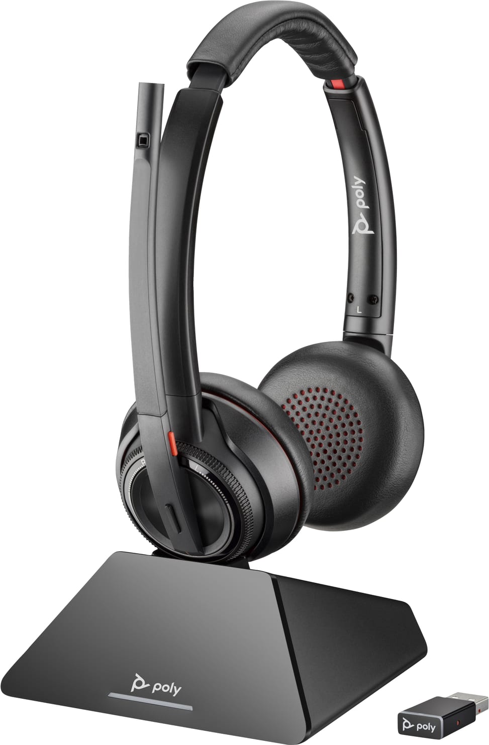 سماعة رأس بميكروفون POLY Savi 8220 DECT UC USB-A 1880-1900 MHz معتمدة لـ Microsoft Teams (8D3F5AA) — صورة 1