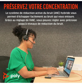 POLY Micro-casque Blackwire 8225 stéréo USB-C + adaptateur USB-C/A (8X223AA)