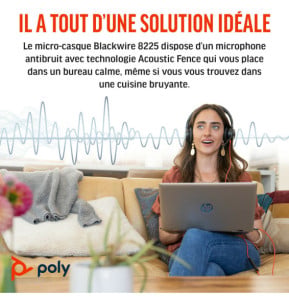 POLY Micro-casque Blackwire 8225 stéréo USB-C + adaptateur USB-C/A (8X223AA)
