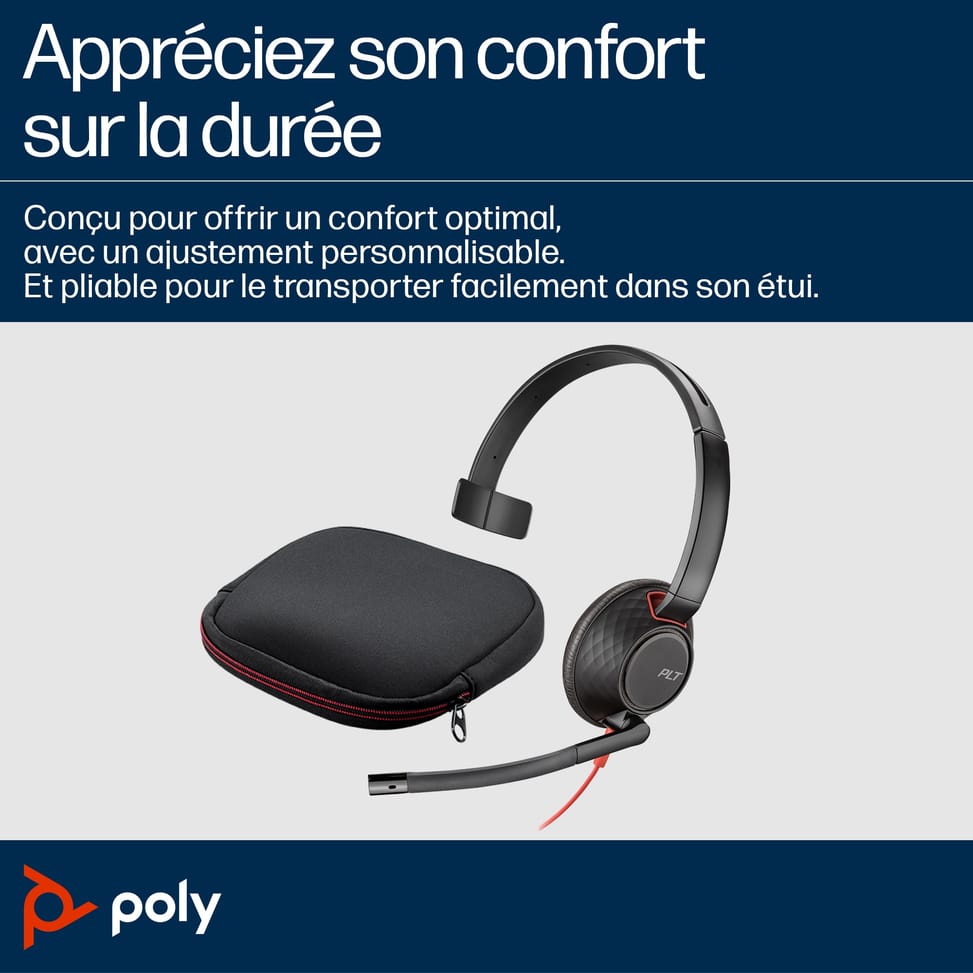 POLY Micro-casque monaural USB-C Blackwire 5210 + prise 3,5 mm + adaptateur USB-C/A (8X230AA) — image 3