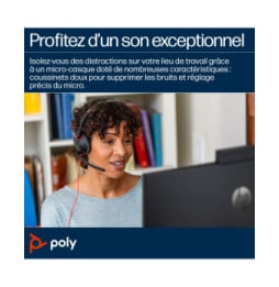 POLY Micro-casque monaural USB-C Blackwire 5210 + prise 3,5 mm + adaptateur USB-C/A (8X230AA)