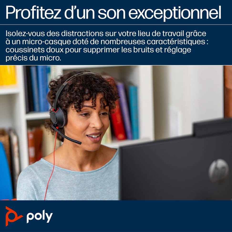 POLY Micro-casque monaural USB-C Blackwire 5210 + prise 3,5 mm + adaptateur USB-C/A (8X230AA) — image 4