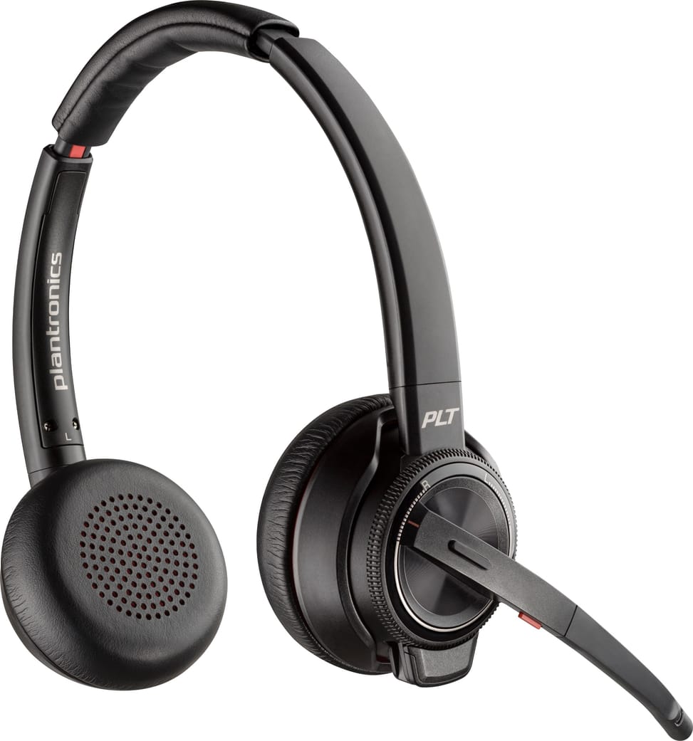 سماعة رأس بميكروفون بإطار رأس POLY Savi 8220 ستيريو DECT 1,880-1,900 Mhz + طقم شحن (8Y9C4AA) — صورة 1