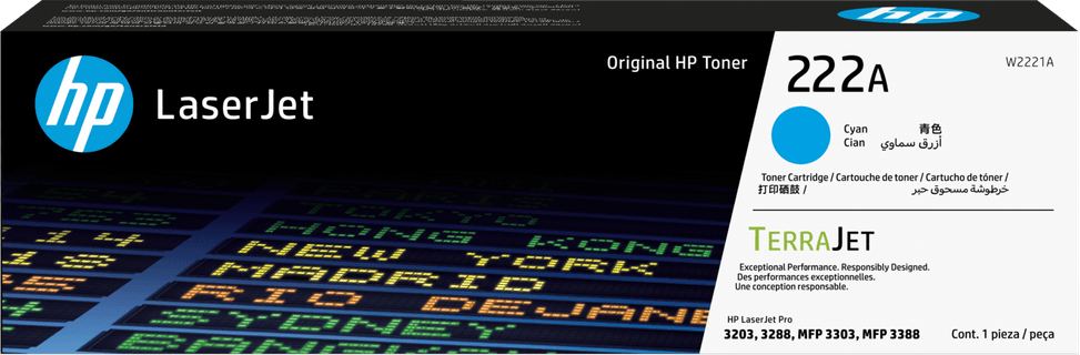 تونر HP LaserJet أصلي HP 222A سماوي (W2221A) — صورة 1