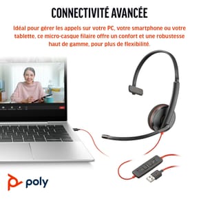 POLY Micro-casque Blackwire 3210 monaural USB-C + adaptateur USB-C/A (8X214AA) — image 5