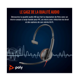 POLY Micro-casque Blackwire 3210 monaural USB-C + adaptateur USB-C/A (8X214AA)