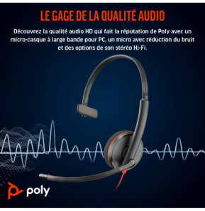 POLY Micro-casque Blackwire 3210 monaural USB-C + adaptateur USB-C/A (8X214AA)