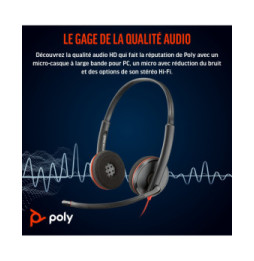POLY Micro-casque stéréo USB-C Blackwire 3220 + adaptateur USB-C/A (lot) (8X228A6)