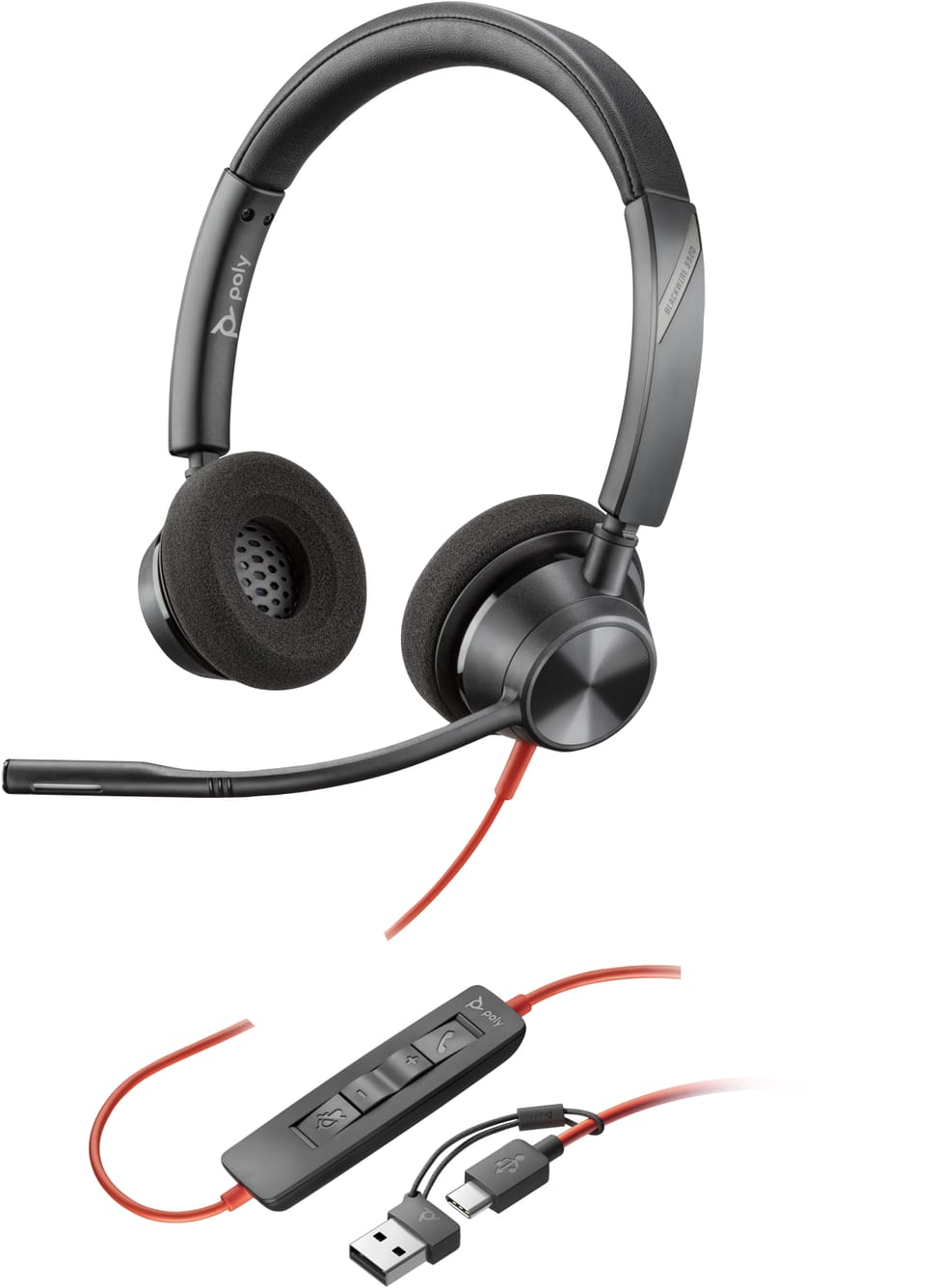 POLY Blackwire 3320 Stereo USB-C Headset + USB-C/A adapter (8X219AA) — image 1