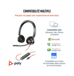 POLY Micro-casque Blackwire 3320 stéréo USB-C + adaptateur USB-C/A (8X219AA)