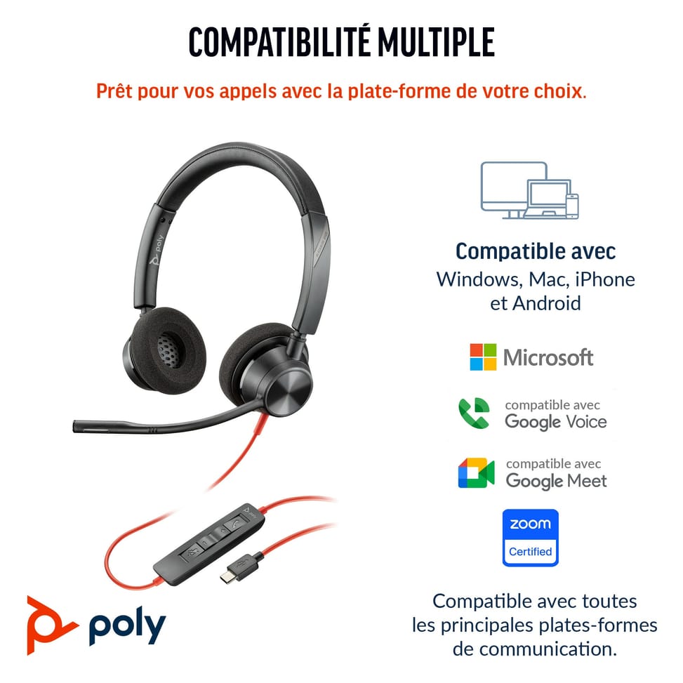 POLY Blackwire 3320 Stereo USB-C Headset + USB-C/A adapter (8X219AA) — image 3