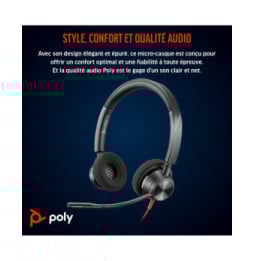 POLY Micro-casque Blackwire 3320 stéréo USB-C + adaptateur USB-C/A (8X219AA)