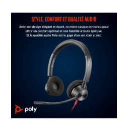 POLY Micro-casque Blackwire 3320 stéréo USB-C certifié Microsoft Teams + adaptateur USB-C/A (8X220AA)