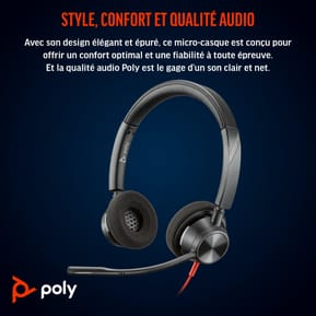 POLY Micro-casque Blackwire 3320 stéréo USB-C certifié Microsoft Teams + adaptateur USB-C/A (8X220AA) — image 5