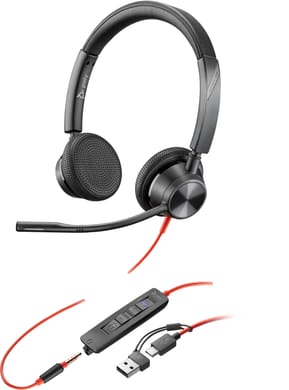 POLY Micro-casque Blackwire 3325 stéréo USB-C certifié Microsoft Teams + connexion 3,5 mm + adaptateur USB-C/A (8X222AA)