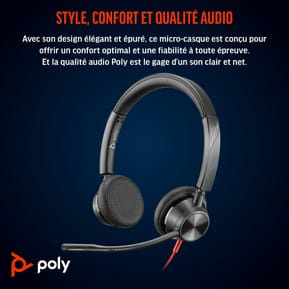 POLY Micro-casque Blackwire 3325 stéréo USB-C certifié Microsoft Teams + connexion 3,5 mm + adaptateur USB-C/A (8X222AA) — image 4