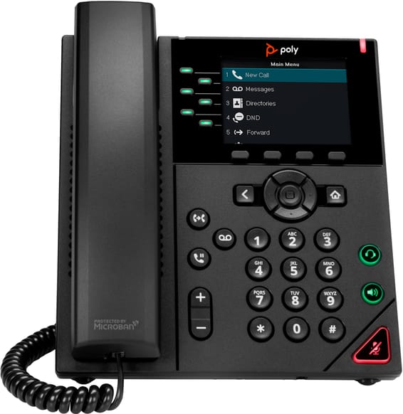POLY Téléphone IP VVX 350 à 6 lignes et compatible PoE Téléphone IP Poly VVX 350 à 6 lignes et compatible PoE (89B68AA)