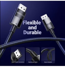 Câble Ugreen DisplayPort 1.4 Mâle vers Mâle 8K - 1 mètre (80390)