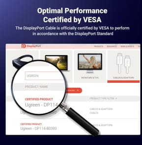 Câble Ugreen DisplayPort 1.4 Mâle vers Mâle 8K - 1 mètre (80390) — image 2