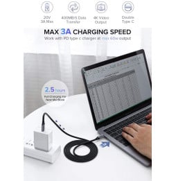Câble Ugreen USB-C 3.1 Mâle vers Mâle - 1.5 mètre (50751)