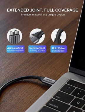 Câble Ugreen USB-C 3.1 Mâle vers Mâle - 1.5 mètre (50751) — image 3