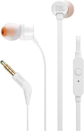 سماعات أذن داخلية JBL Tune 110 أبيض (JBLT110WHT)