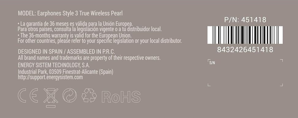 Écouteurs Energy Sistem Style 3 True Wireless - Pearl (451418) — image 6