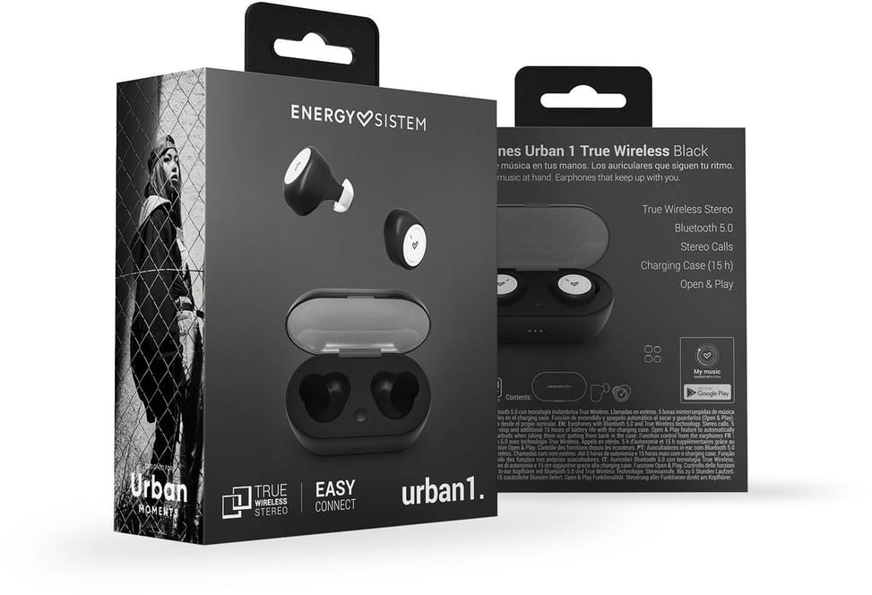 Energy Sistem Urban 1 True Wireless Bluetooth Earbuds - Black (449767) — image 6